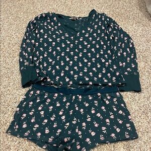 Victoria's Secret Dark Green Floral Pajama Set